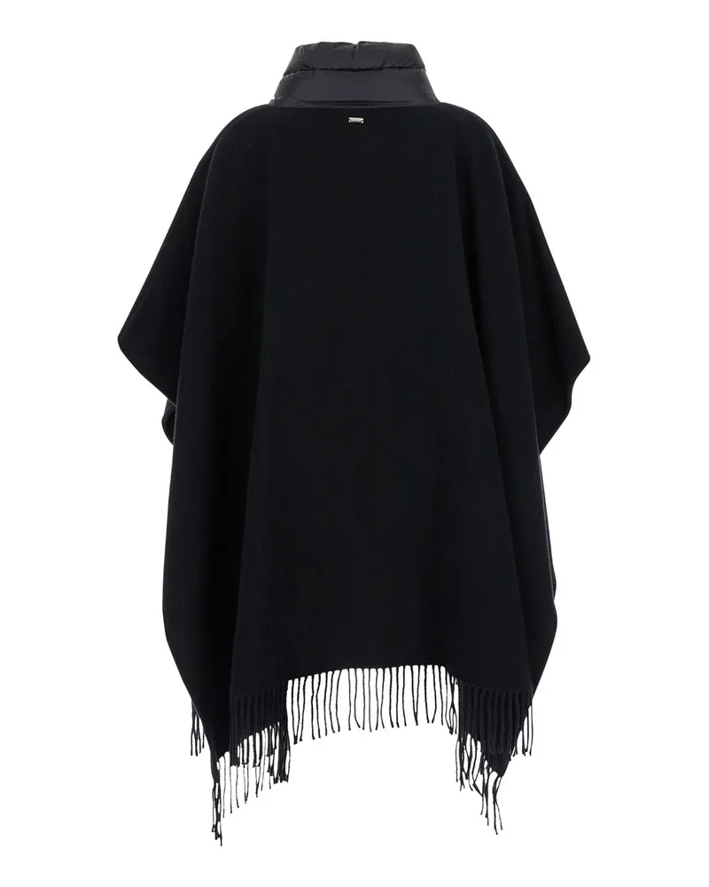 Herno High-Neck Wool and Nylon Cape — Black Black