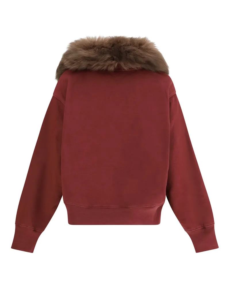 Prada Women's Sweatshirt With A Shearling Collar Bordeaux Cotton Sweatshirts Sweater Bordeaux