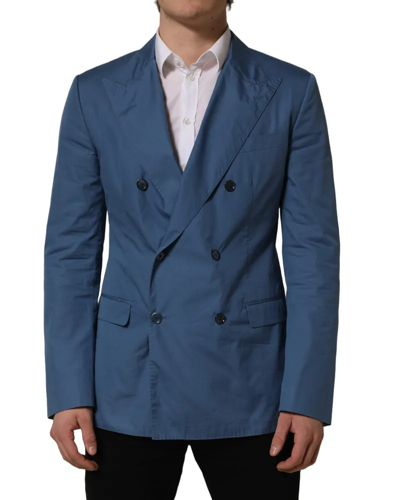 Dolce & Gabbana Cotton Double-Breasted Blazer — Blue Blue