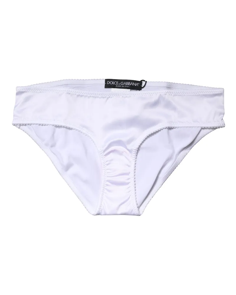 Dolce & Gabbana Women White Silk Stretch Mid Waist Brief Panty Underwear Elastane Clothing White