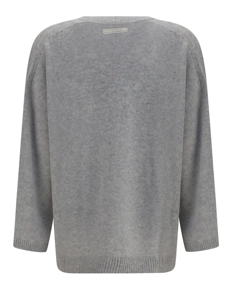 Fabiana Filippi Women's Cashmere Cardigan With V-Neck And Knot Button Granito Kashmir-Capra Hircus Kashmir/capra Sweater 