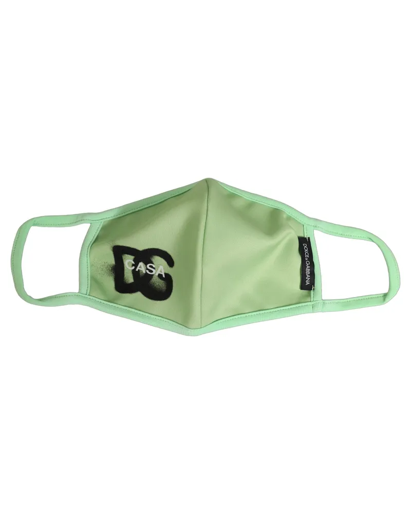 Dolce & Gabbana Logo-Print Polyester Face Mask — Green Green