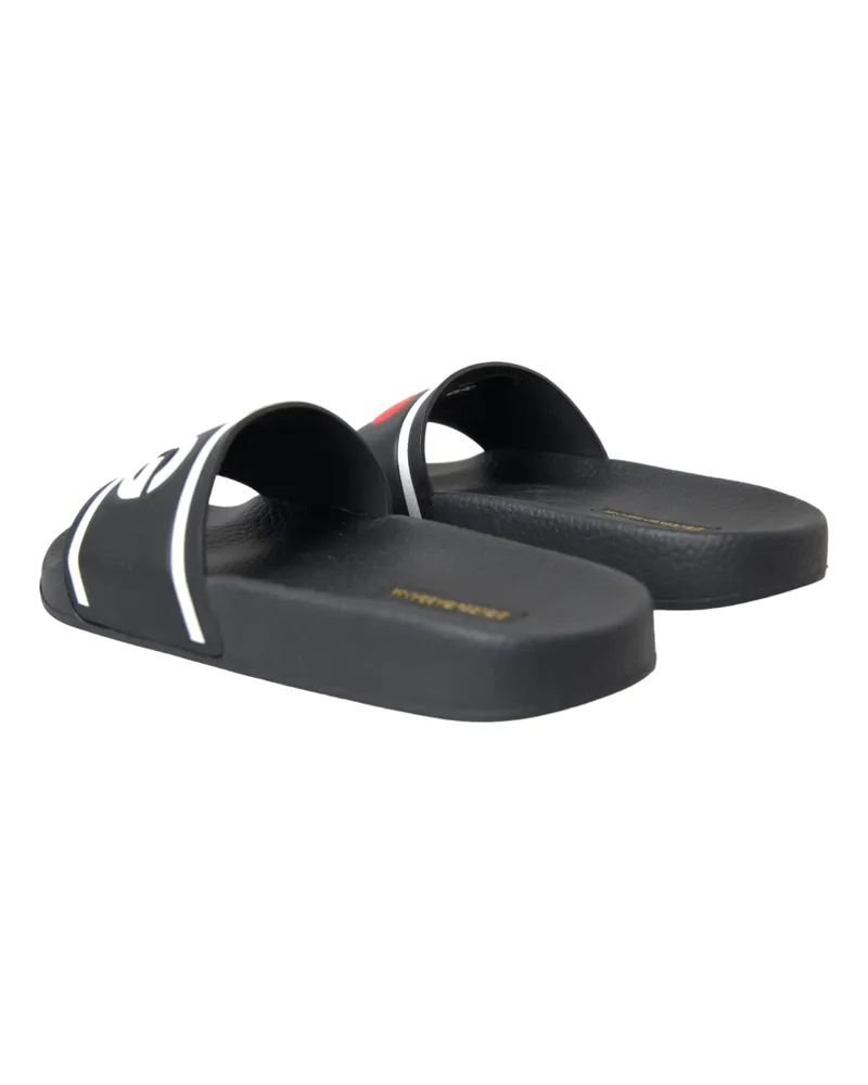 Dolce & Gabbana Women's Black Leather I Love D&g Sandals Slides Shoes Top Black