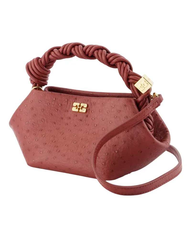 Ganni Women's Bou Mini Ostrich Purse -  Synthetic Burgundy Bags Handbags-Purses Red