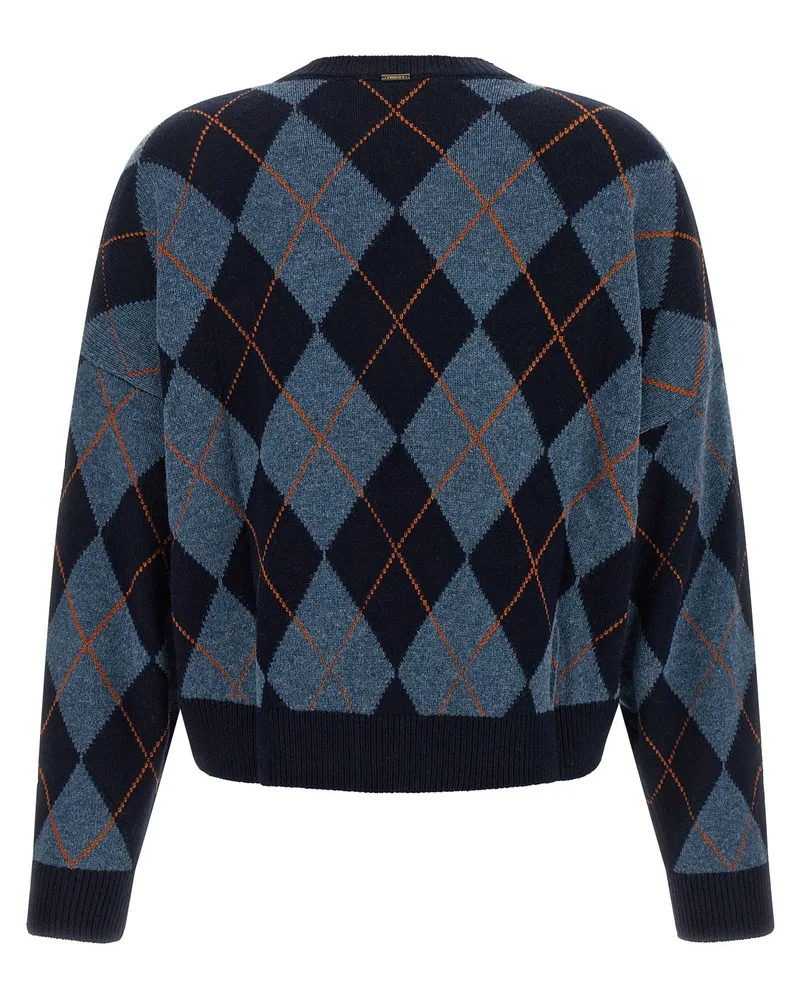 Twin-Set Jacquard Argyle Sweater — Navy Navy