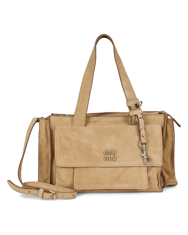 Miu Miu Women's Shoulder Bag Calfskin Ecru Tote Beige