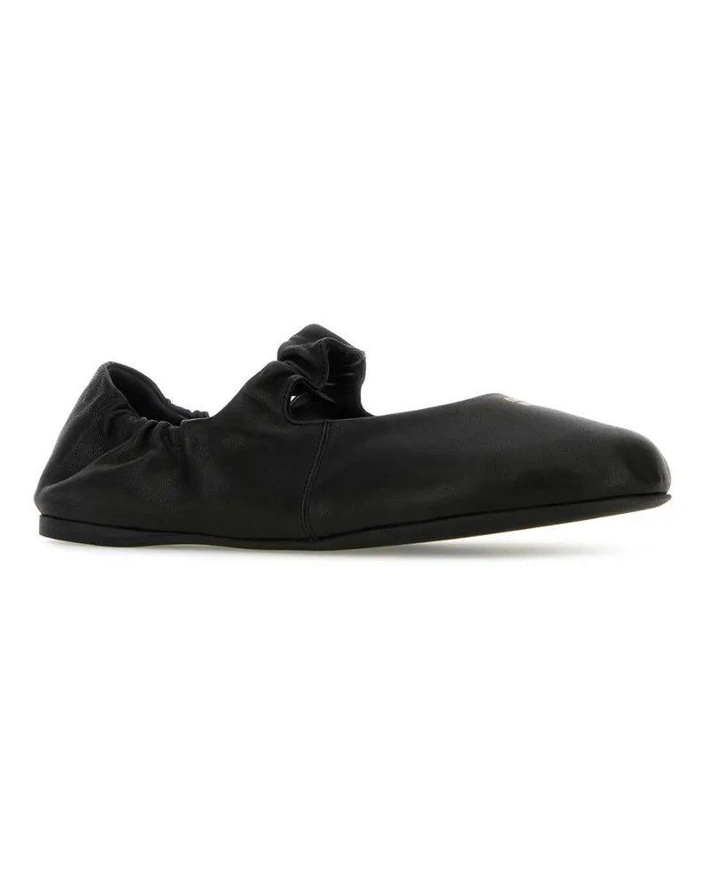 Miu Miu Women's Black Nappa Leather Ballerinas Nero Agnello Ballerine Flat Shoes Black