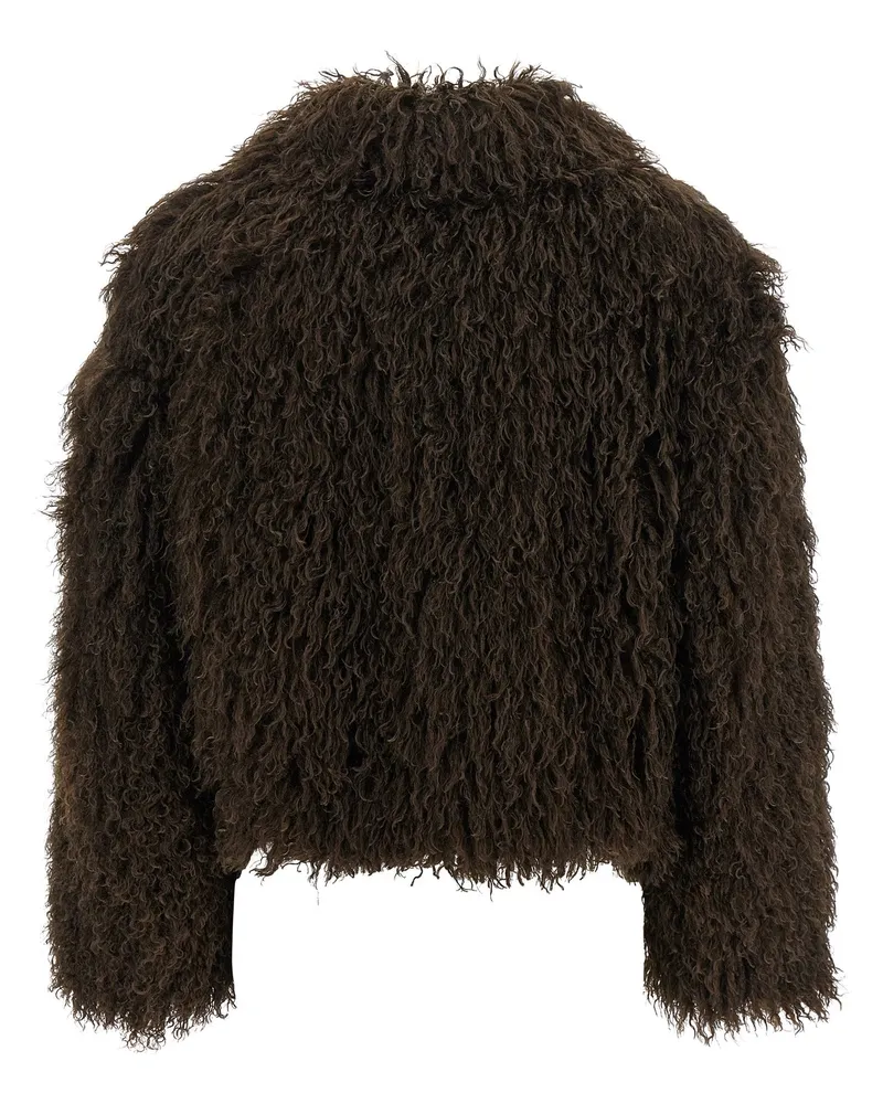 Tagliatore Eco-Fur Crop Jacket — Brown Brown