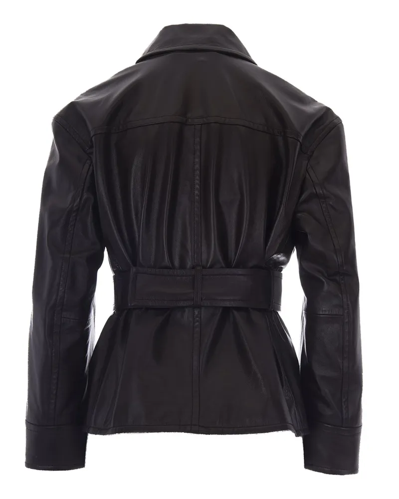 Max Mara Lambskin Biker Jacket — Brown Brown