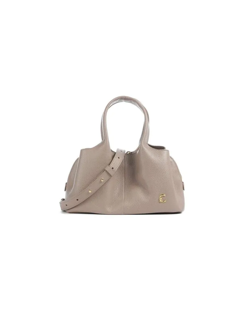 Coccinelle Women's Handbag Warm Taupe Grained Leather Bags - Handbags / Top-handle-bags Taupe