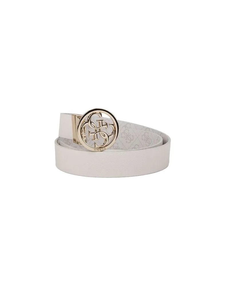 Guess Women Belt Bone Logo Polyester Accessories Beige
