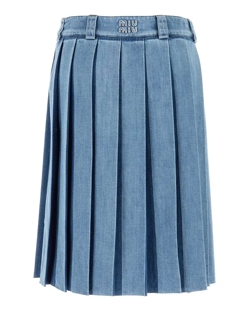 Miu Miu Women's Denim Skirt Celeste Exterior: Cotton Gonne Blue