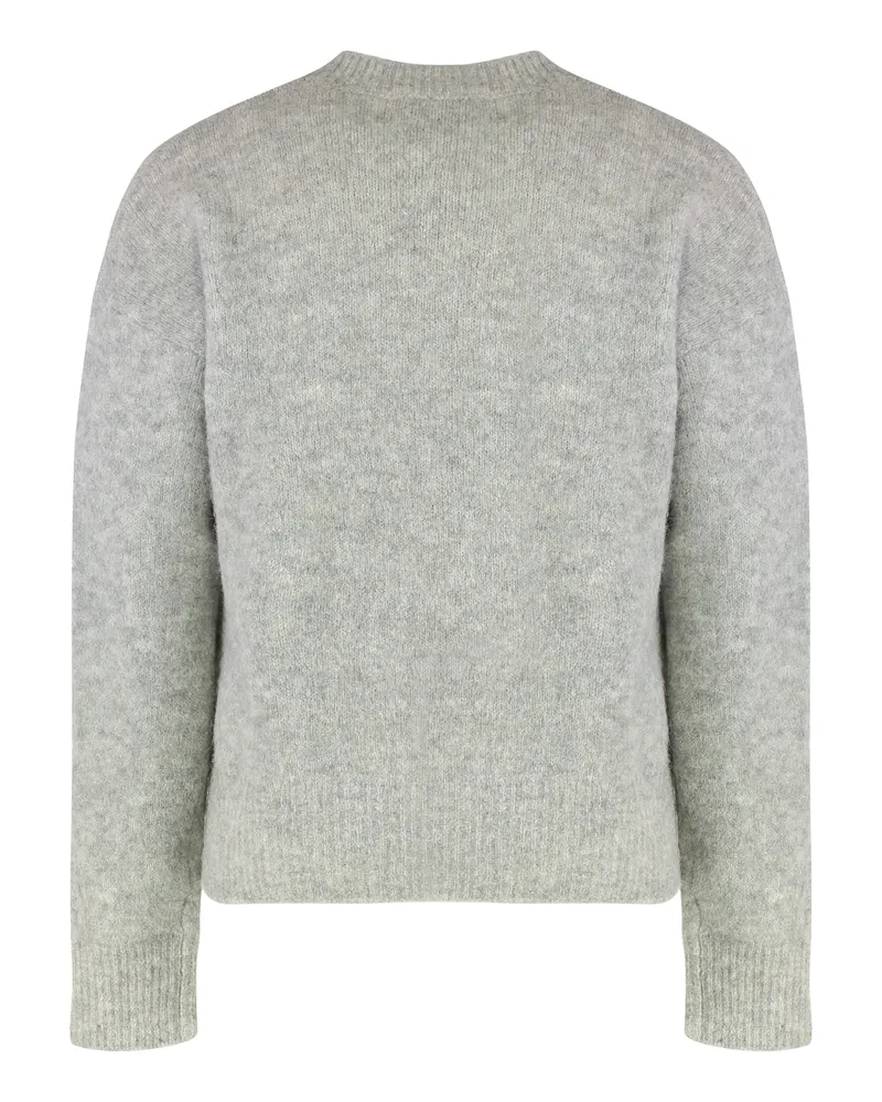 AMI Paris Men's Sweater Round Neck Grey Mixed Wool Alpaca Sweatshirts Gray