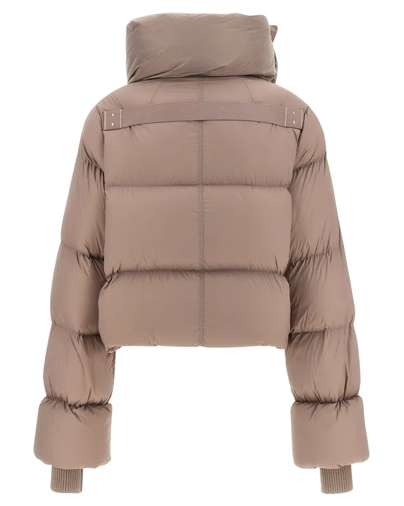 Rick Owens Funnel Neck Cropped Down Jacket — Taupe Taupe