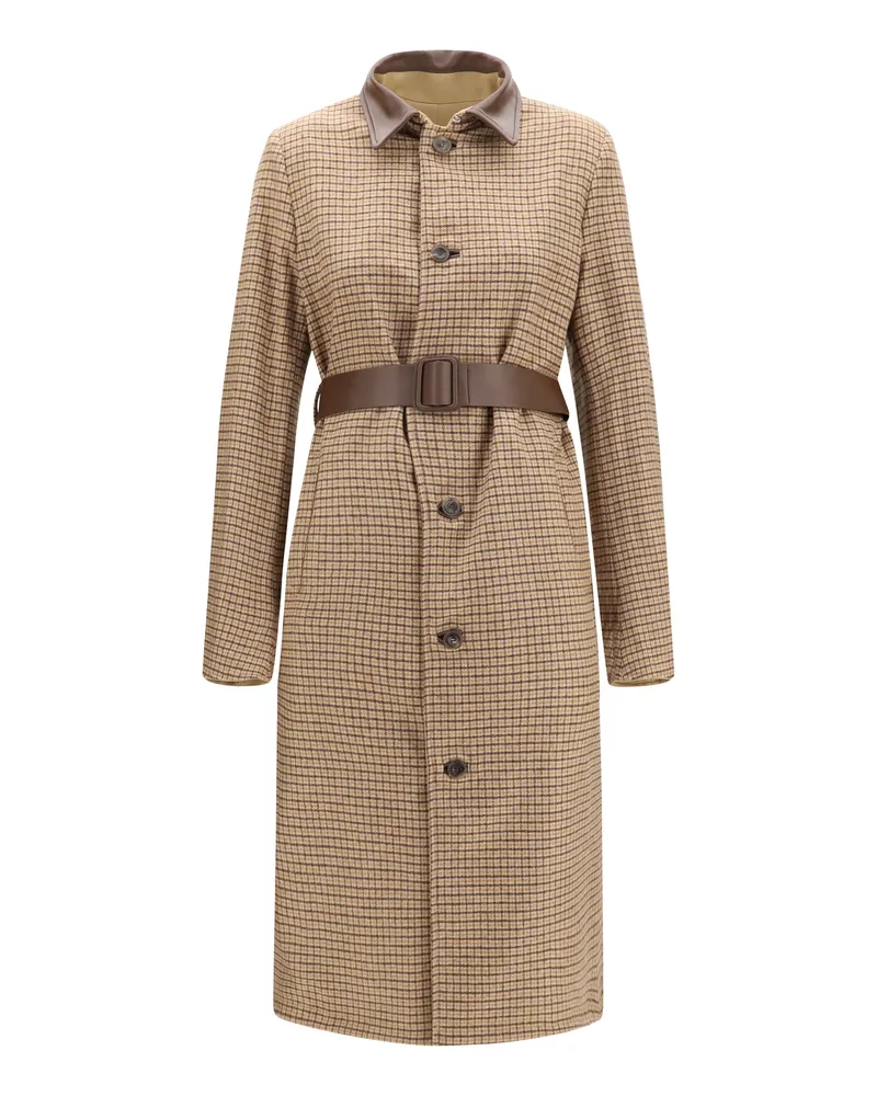 Jacob Cohën Women's Reversible Cotton Gabardine And Cashmere Pied-De-Poule Trench Coat D90 Beige