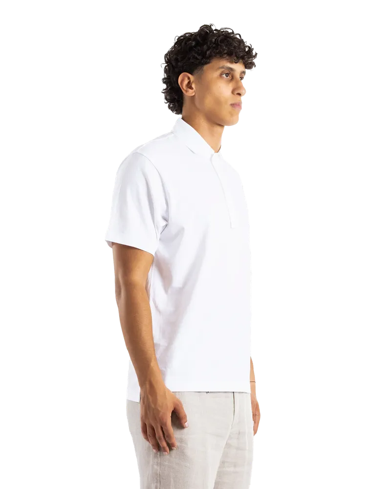 Handvaerk Men's Optical White Pima Cotton Short-Sleeve Polo T-Shirts And Polos White