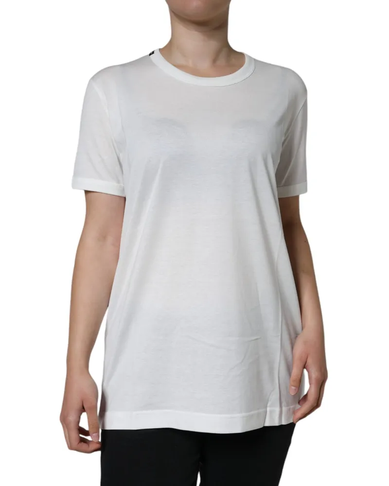 Dolce & Gabbana Women's White Cotton Crew Neck Short Sleeve T-Shirt White