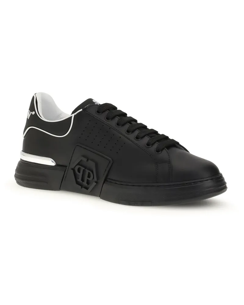Philipp Plein Men's Low Top Hexagon Sneakers Black-Black Black/black Black