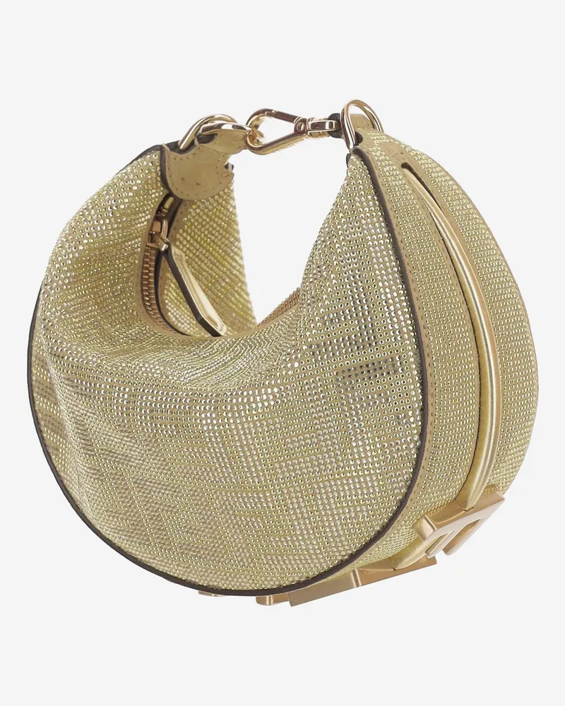 Fendi Women's Mini Leather Shoulder Bag graphy Gold Gold