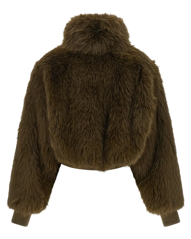 Pinko Faux Fur Bomber Jacket — Olive Olive