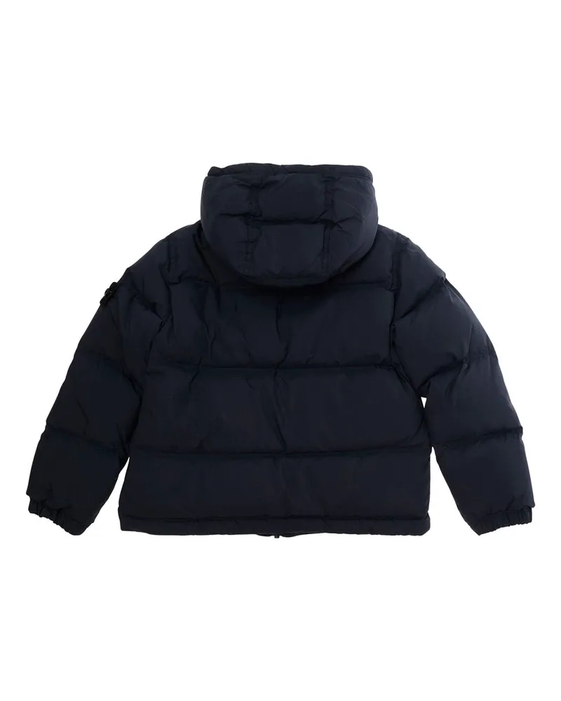 Stone Island Boys' Short Hooded Parka Blue Tech Fabric Padded Jackets Navy