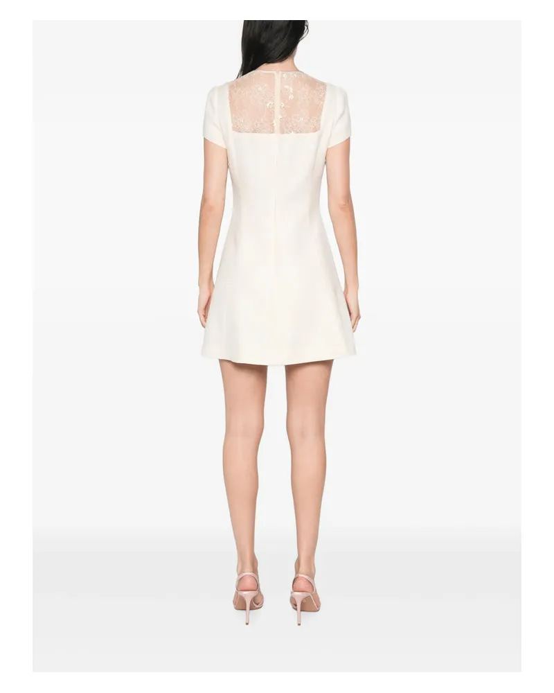 Valentino Garavani Lace A-Line with Bow Detail Dress — Beige 