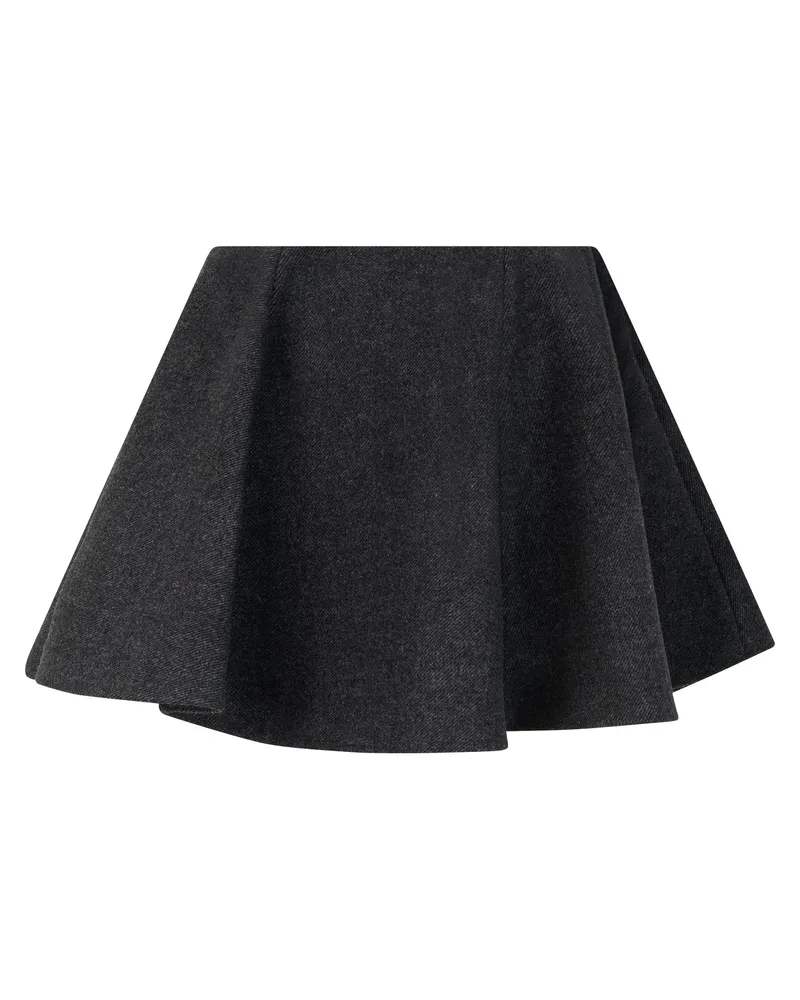 Ganni Wool-blend Flared Skirt — Gray Gray