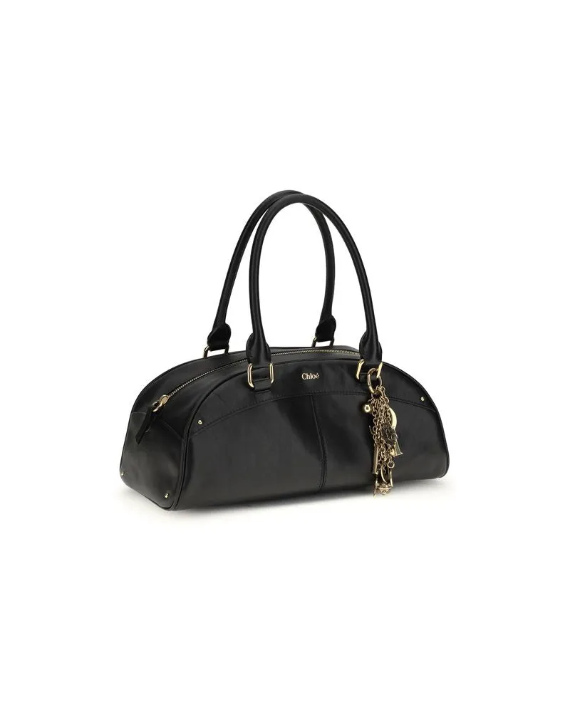 Chloé Women's Bowling Handbag Shoulder Black Calf Leather Bos Black