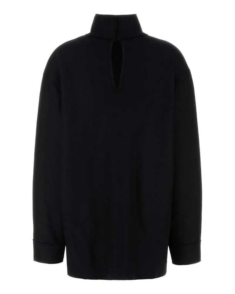 Jil Sander Women's Black Wool Blend Blouse Exterior: Nylon Maglie Black