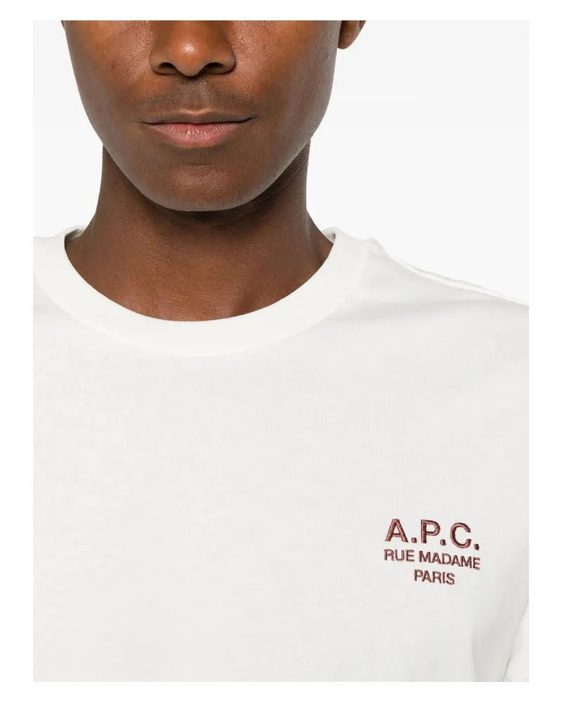 A.P.C. Logo-Embroidered Organic Cotton T-Shirt — White White
