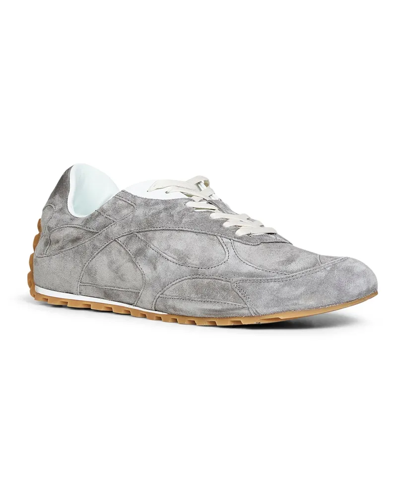 Bottega Veneta Men's Sneakers Orbit Flash Suede Grey Calf Leather Trainers Gray