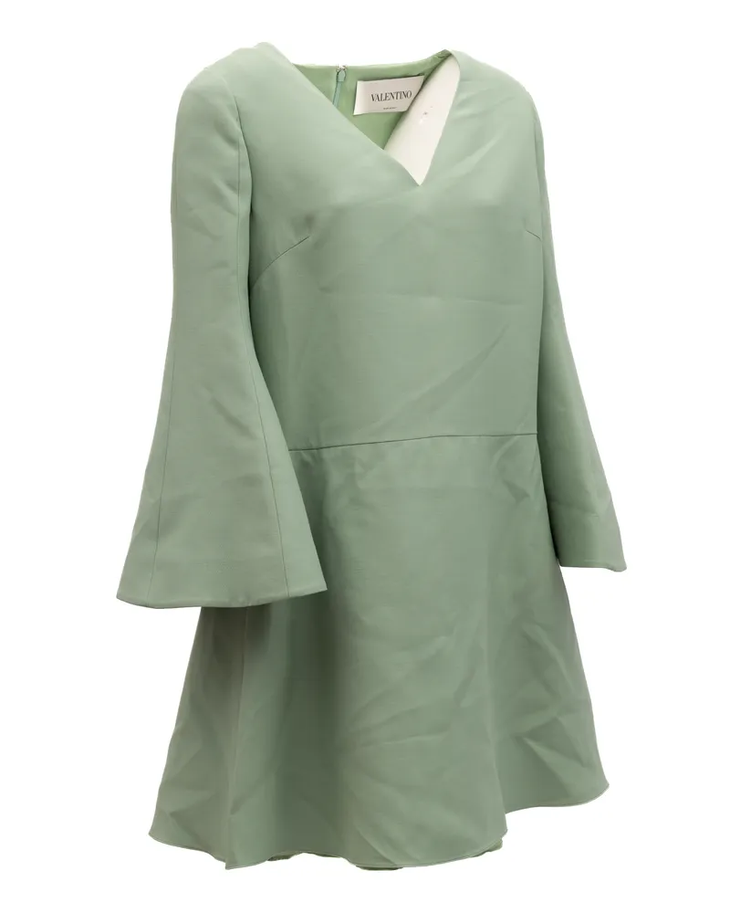 Valentino Garavani Women's Sage Green V-Neck Dress With Bell Sleeves Green