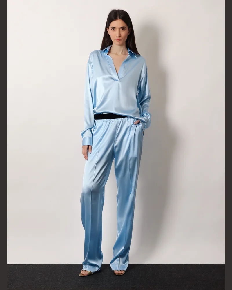 Tom Ford Women's Stretch Satin Trousers Blue Silk Blue