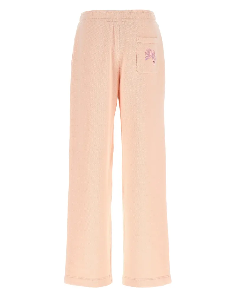 Dolce & Gabbana Logo-Embroidered Honeycomb Cotton Joggers — Pink Pink