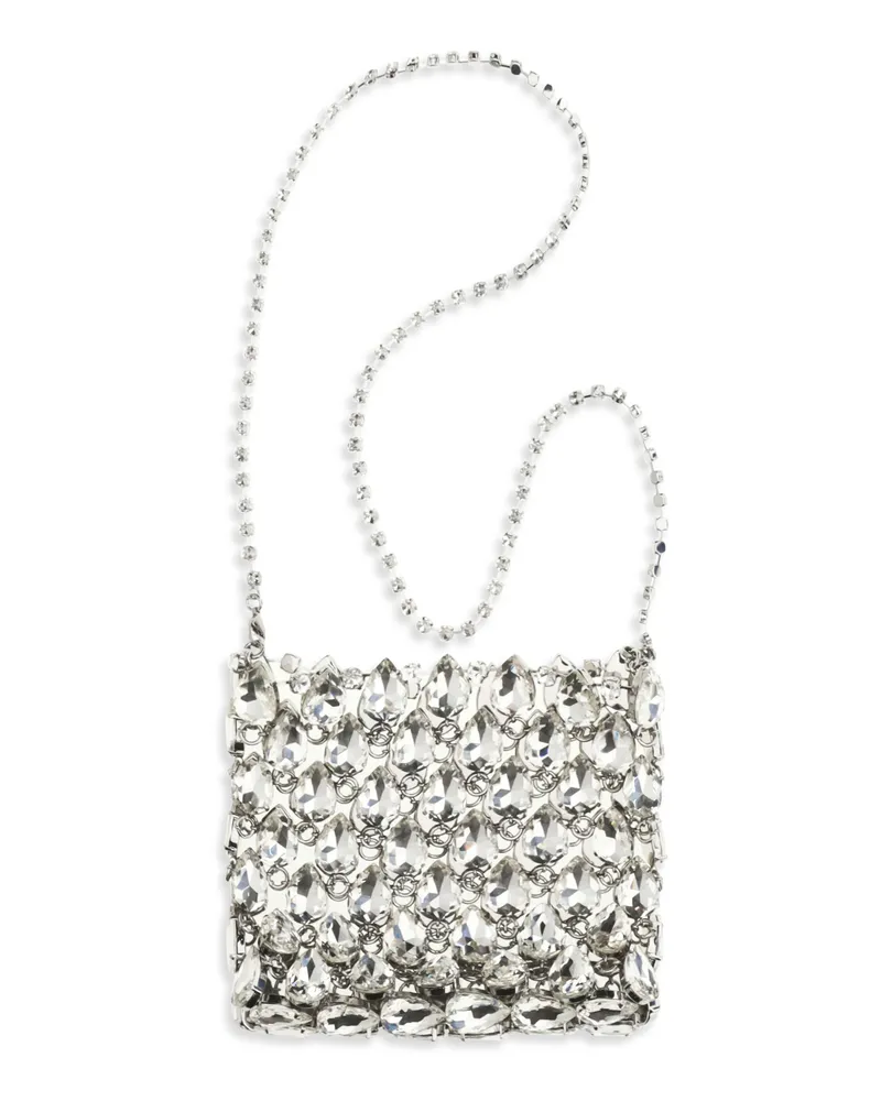 Self-Portrait Crystal Mesh Mini Bag — Silver Silver