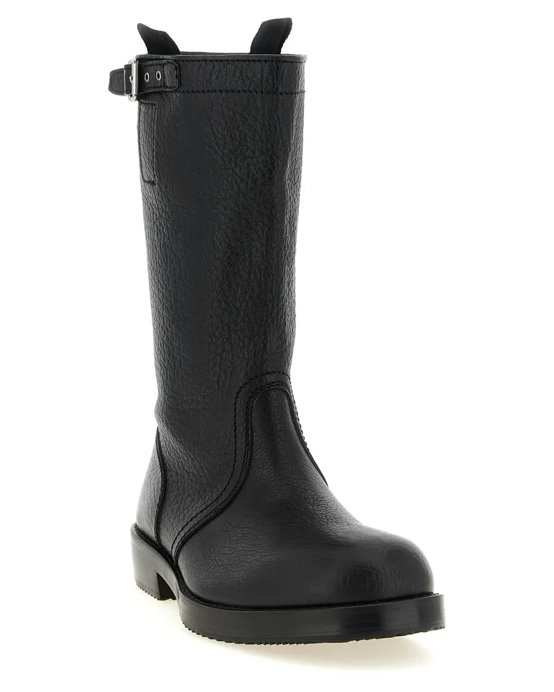 Dries van Noten Hammered Leather Boot — Black Black