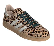 Leopard-Print Suede Sneakers — Beige