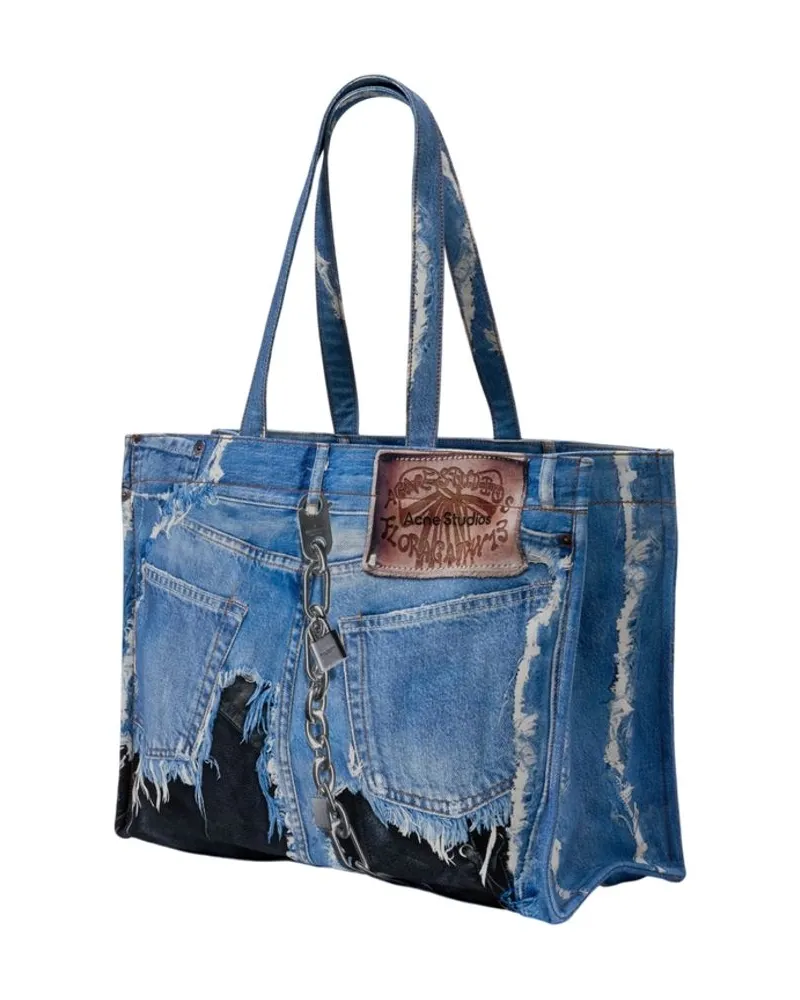 Acne Studios Unisex Shopper Bag -  Cotton Blue Totes-Shopping-Bags Blue