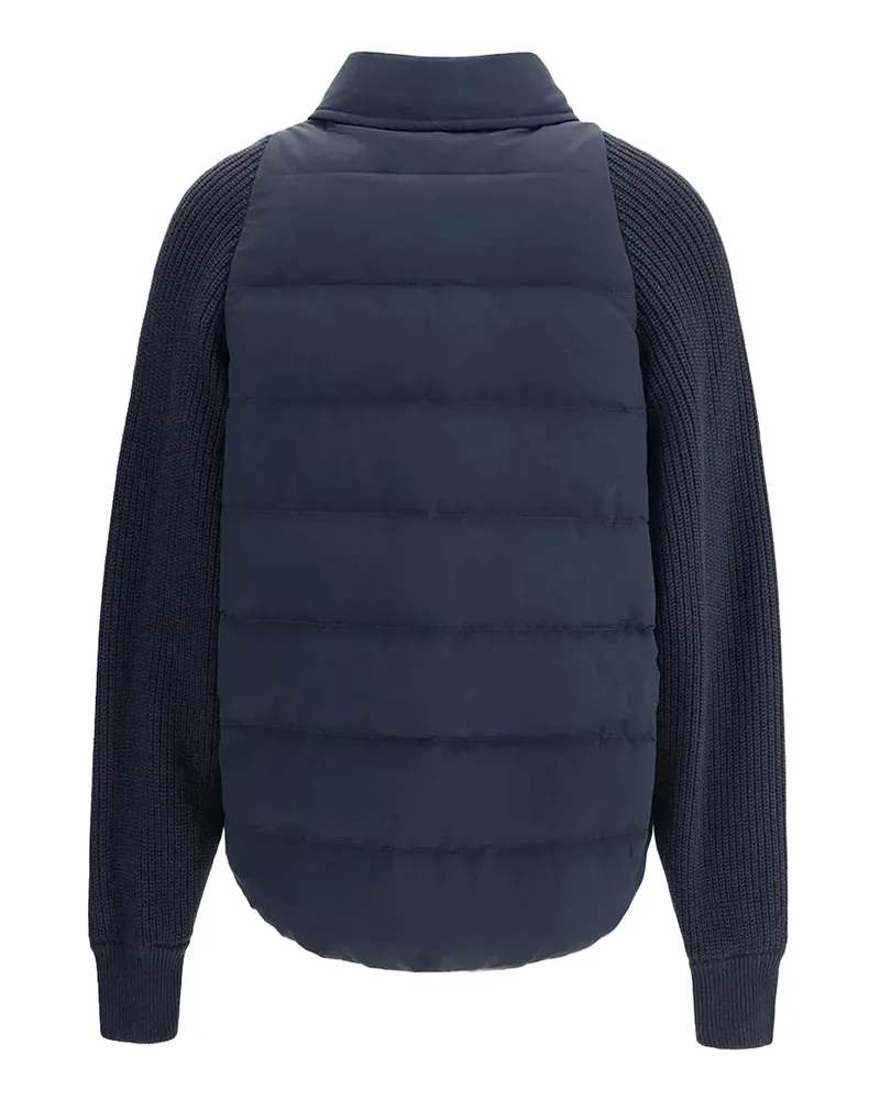 Brunello Cucinelli Quilted Hybrid Down Jacket — Navy Navy