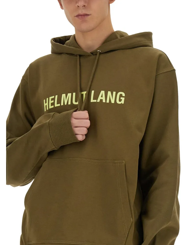 Helmut Lang Logo Cotton Sweatshirt — Green Green
