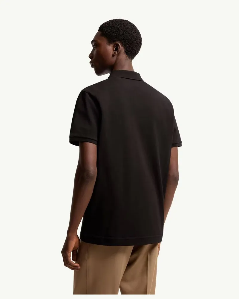 Moncler Logo-Embroidered Cotton Polo — Black Black