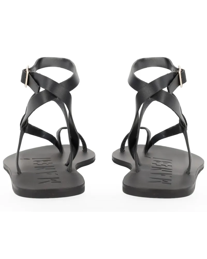 Manebí Raffia and Leather Sandals — Black Black