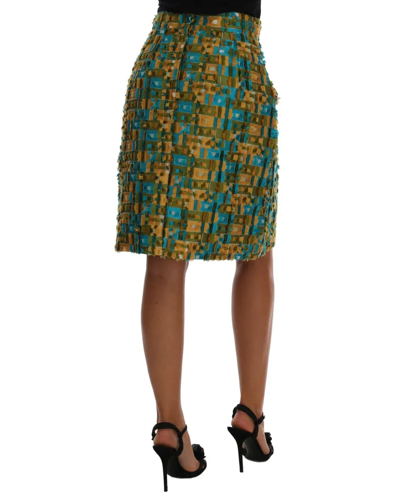 Dolce & Gabbana Women's Multicolor Jacquard Straight Pencil Skirt Polyester Green