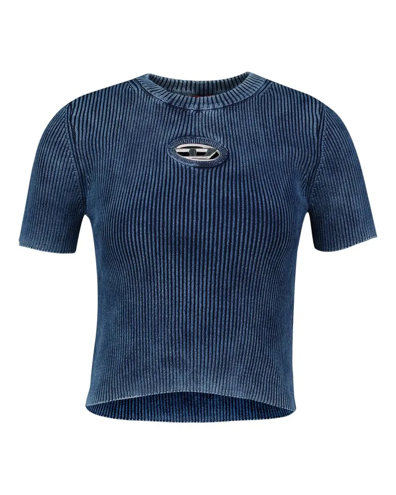 Diesel Women's Ribbed Cotton T-Shirt Blue Blue