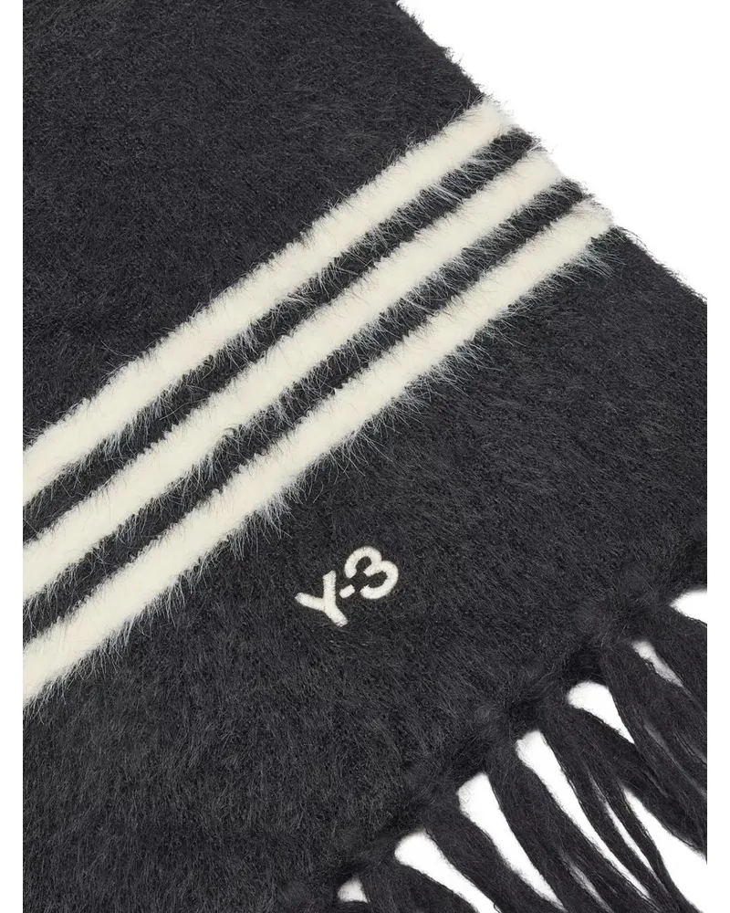 Y-3 Striped Knit Scarf — Black Black