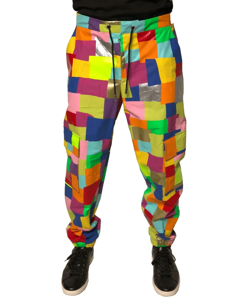 Dolce & Gabbana Multicolor Cotton Patchwork Men Cargo Pants Multicolor