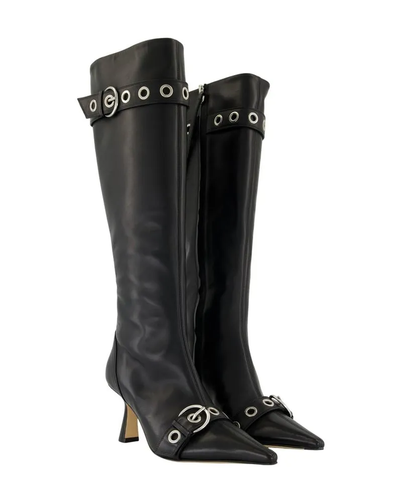 aeyde Women's Vivian Boots -  Leather Black Shoes Black