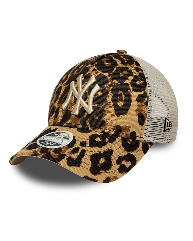 New Era Women's Trucker Cap 9forty Leopard Brown Cotton Hat Brown