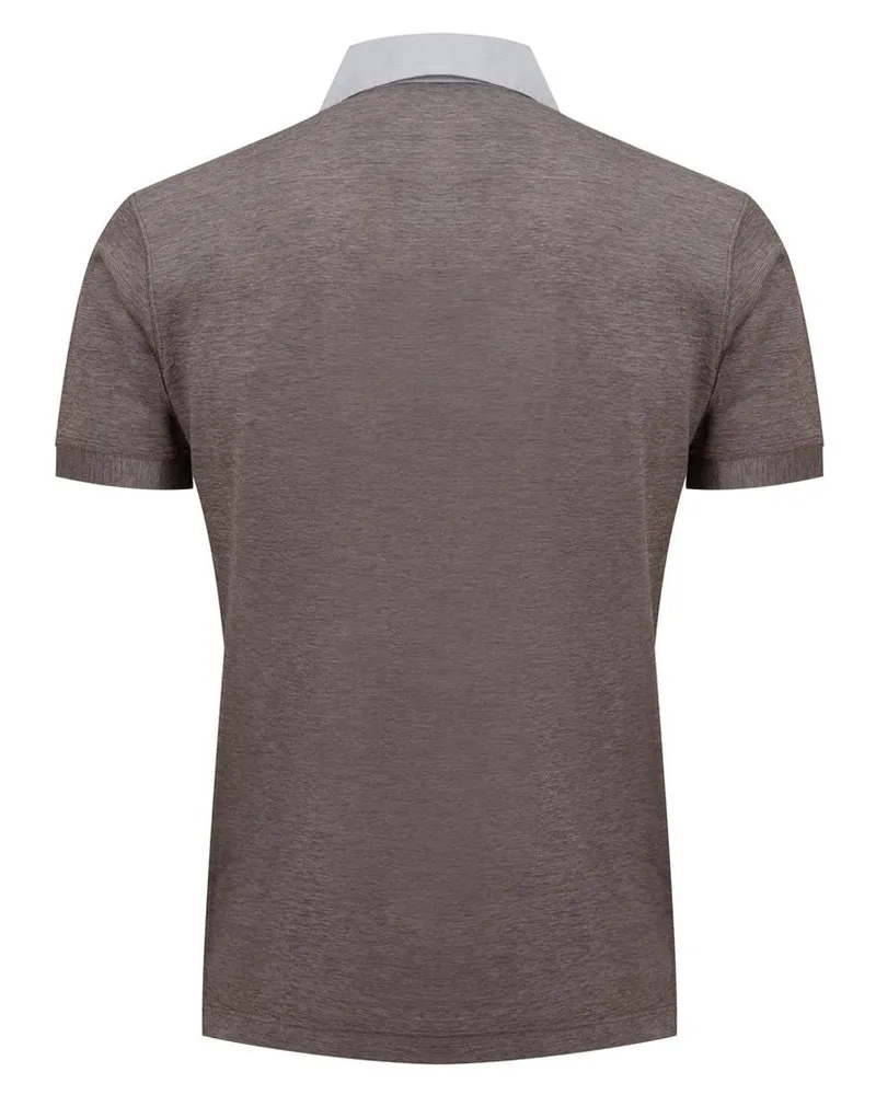 Corneliani Men's Bicolor Cotton Shortsleeve Shirt Gray