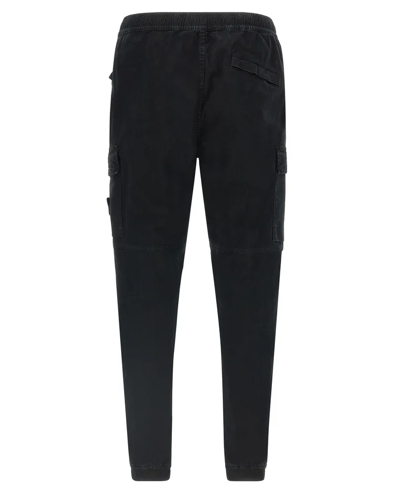 Stone Island Garment-Dyed Stretch Twill Cargo Pants — Black Black